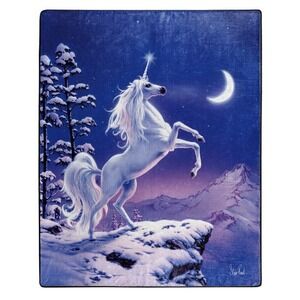 Heartland Plush Throw Blanket Steve Read Unicorn 50x60 Blue New Fantasy Art